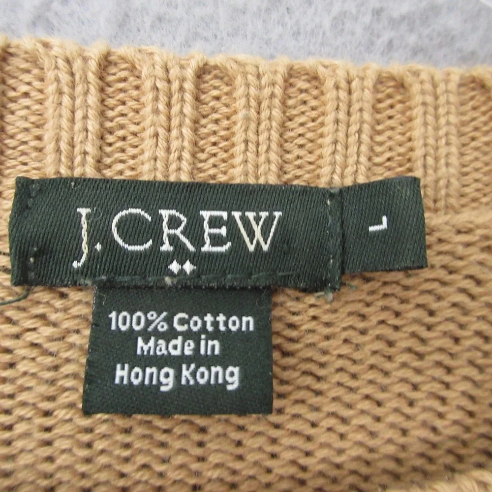 Vintage J Crew Sweater Men‎ Camel Color Oarsman Logo Cotton Preppy Knit Preppy